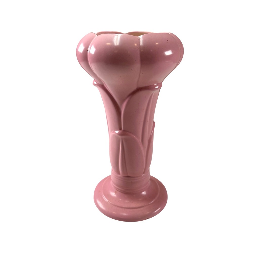 Hull USA Pink Tulip‎ Vase Art Pottery Flower Vase 11" Vintage
